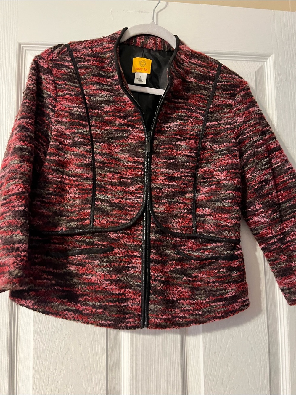 Ruby Rd. Pink Multi Tweed Zip-Front Blazer